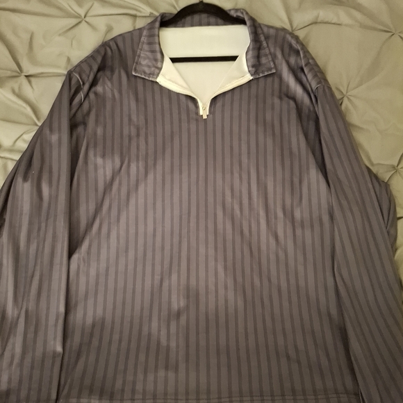 Striped Half-Zip Pullover Men's Long Sleeve Shirt - Picture 5 of 5